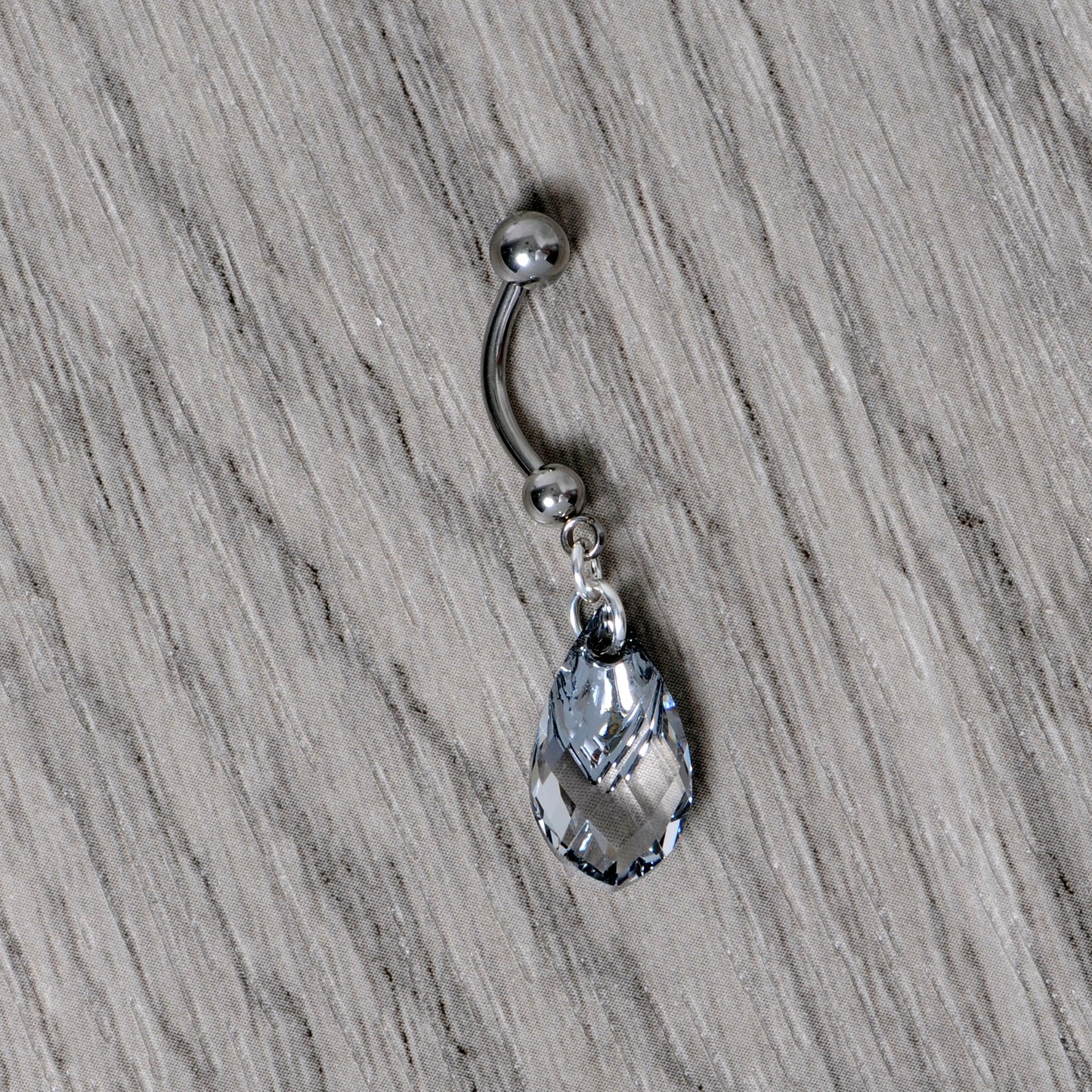 Clear Drop Reversible Belly Ring Created with Crystals