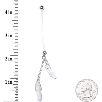 Handcrafted Clear Quartz Dangle Pregnancy Belly Ring