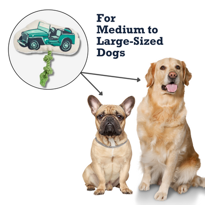Country Living Retro Army Jeep with Squeaker & Crinkle Paper Plush Dog Toy