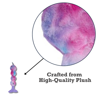 Tie Dye Skinny Narwhal Magical Creature Plush Dog Toy – with Squeaker & Crinkle Paper for Fun Play