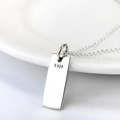 Ladies Glossy Square Dog Paw Print Tag Necklace