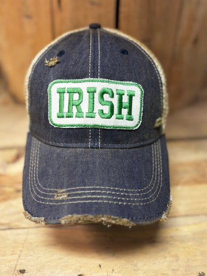 Irish Distressed Mesh Snapback Baseball Cap