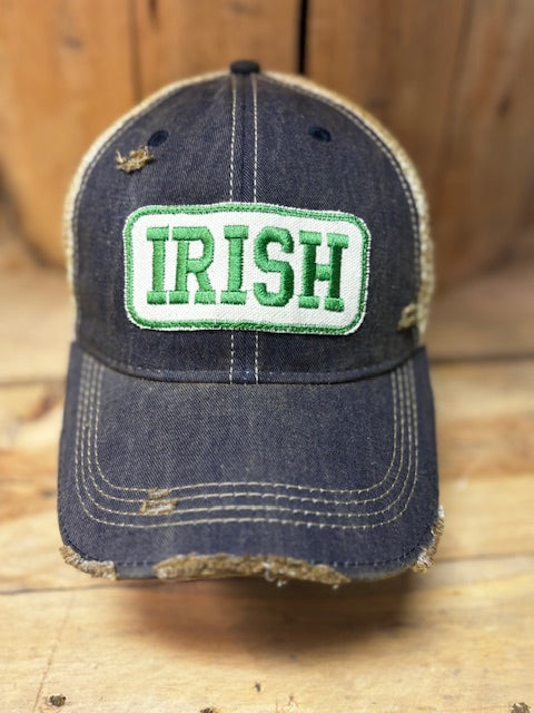 Irish Distressed Mesh Snapback Baseball Cap