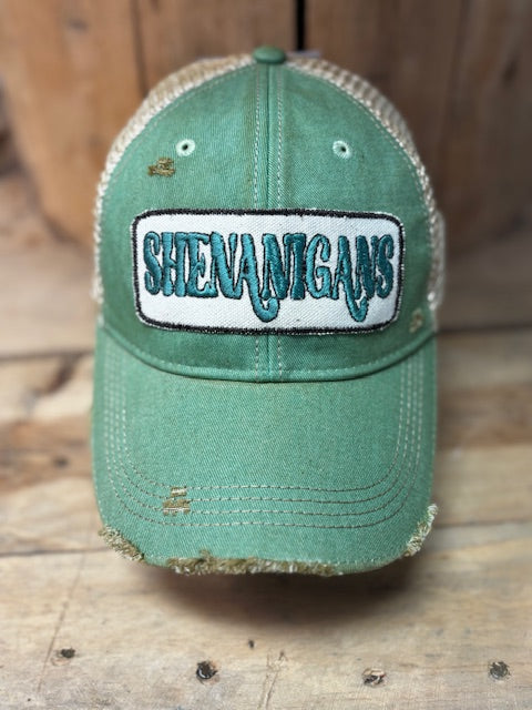 Shenanigans Distressed Mesh Snapback Baseball Cap