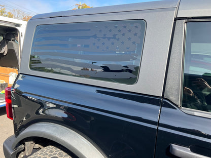 Distressed American Flag Window Decals for the 2021-2025 2 Door Ford Bronco (x2)