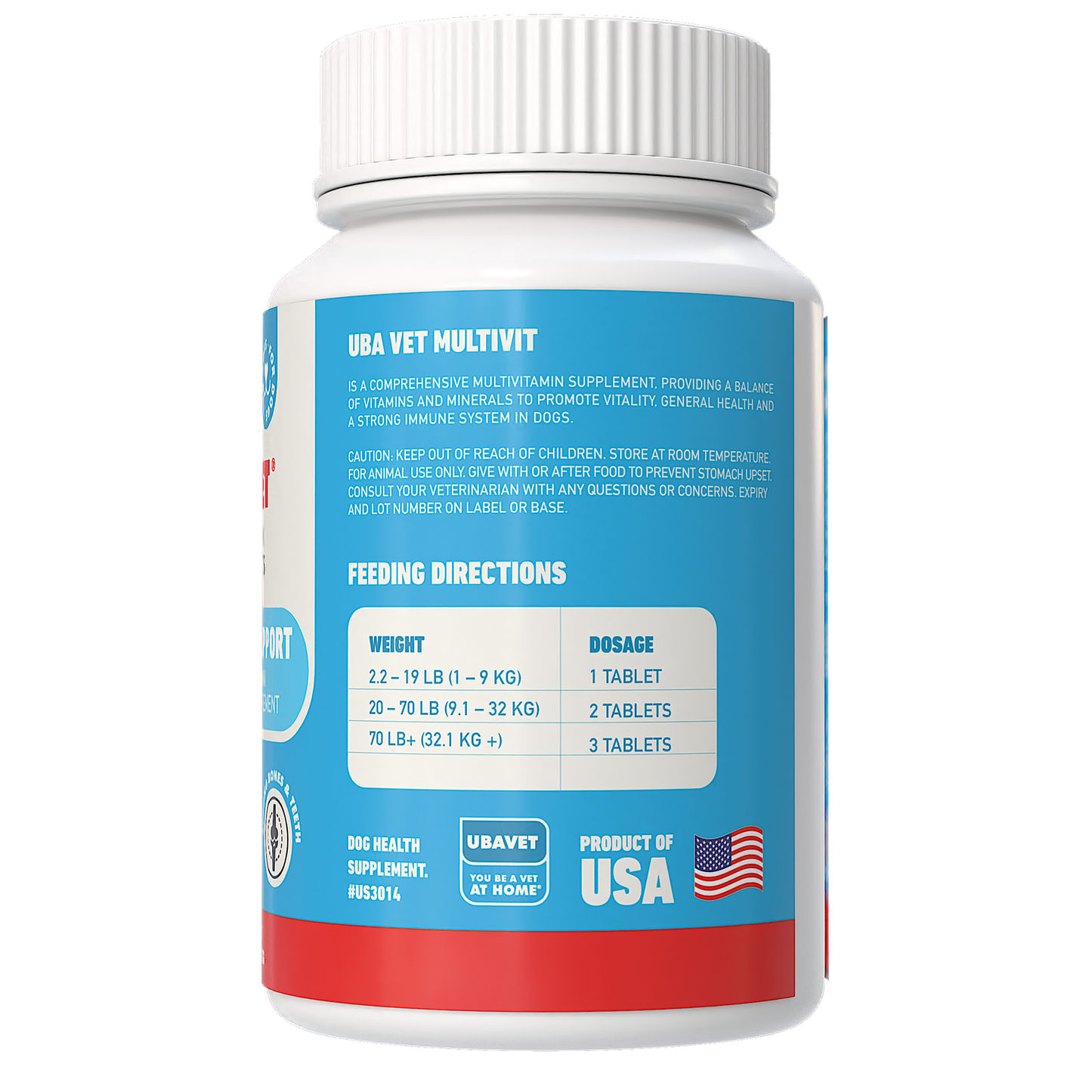 UBAVET Immune Support Daily Multi-Vitamin & Mineral Tablets for Dogs – 90 ct