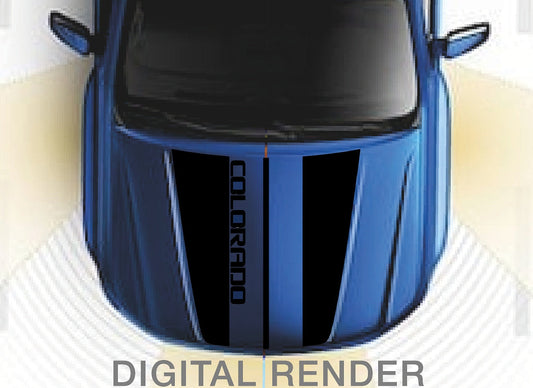 Center "Colorado" Racing Stripes Hood Decal Cover for 2015-2022 Chevrolet Colorado