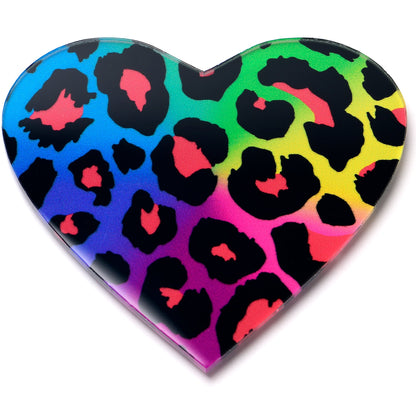 Acrylicious Rainbow Cheetah Print Heart Magnet by Onyx O