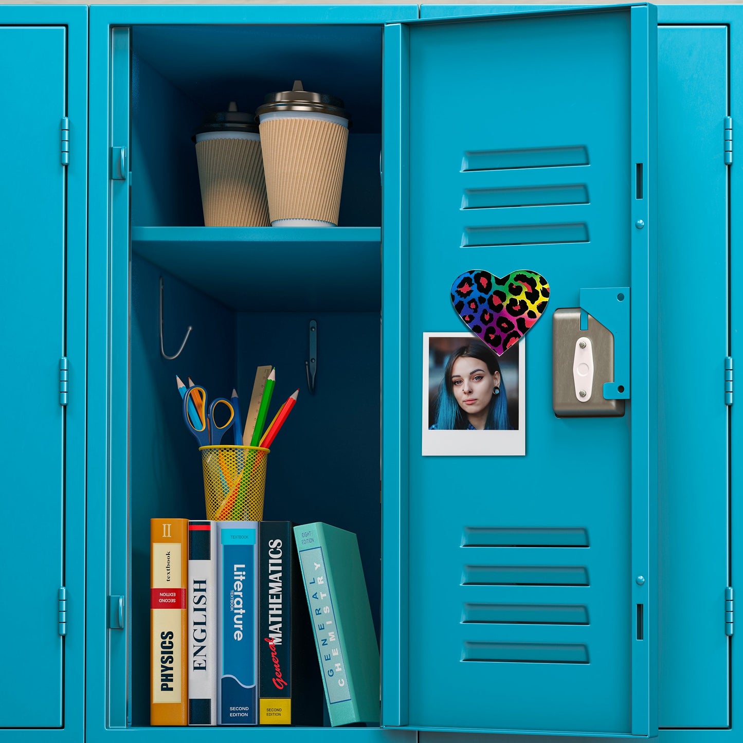 Acrylicious Rainbow Cheetah Print Heart Magnet by Onyx O