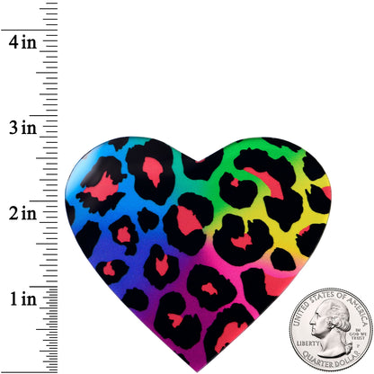 Acrylicious Rainbow Cheetah Print Heart Magnet by Onyx O