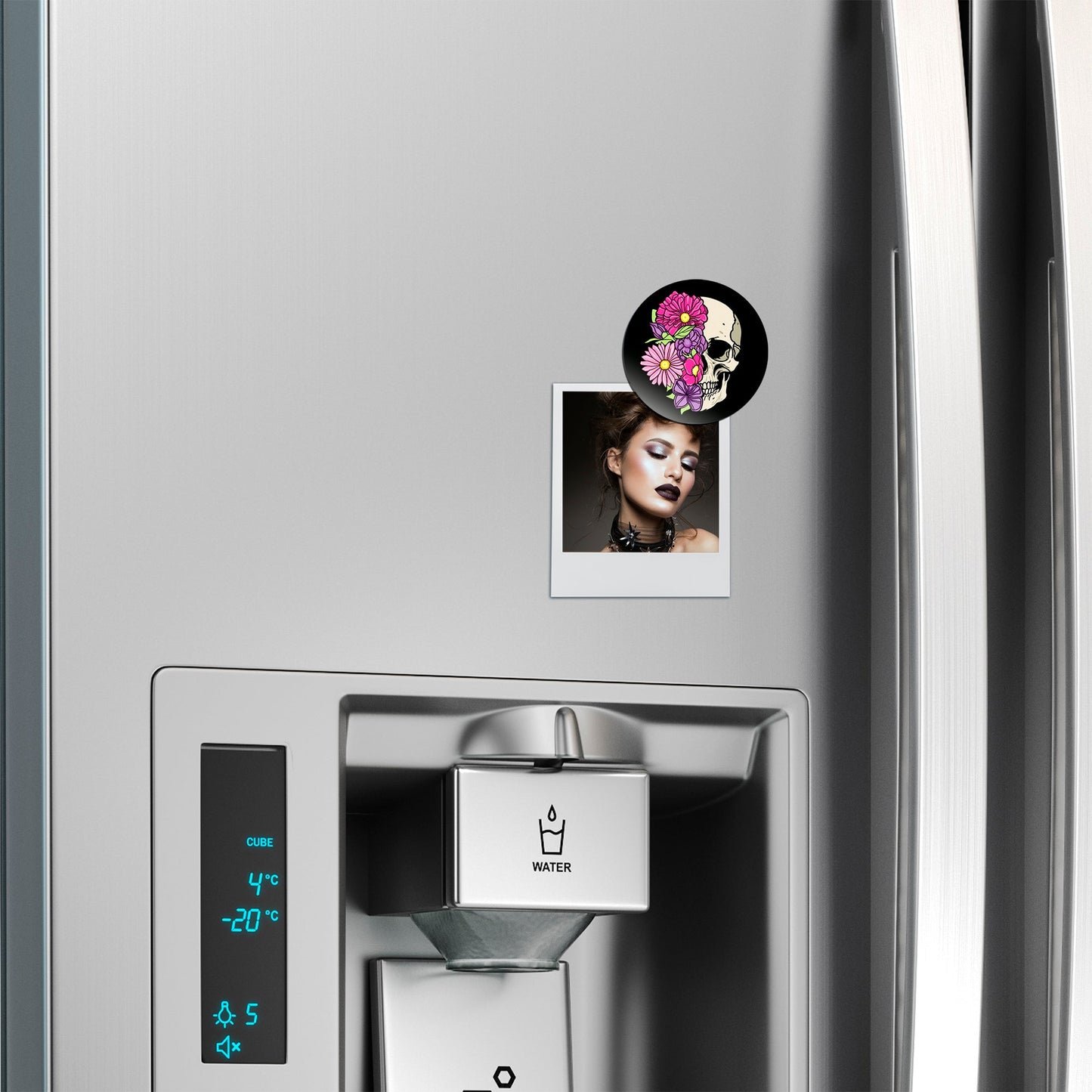 Acrylicious Floral Flowers Skull Magnet by Onyx O