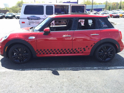 Side Rocker "Checkered Flag" Stripe Decal for Mini Cooper 4 Door (x2)