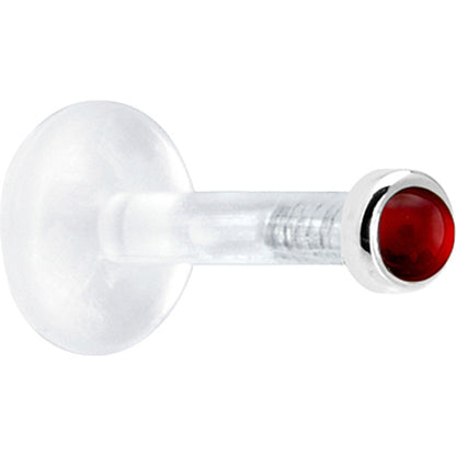 Solid 14K White Gold 2mm Genuine Ruby Bioplast Push in Monroe