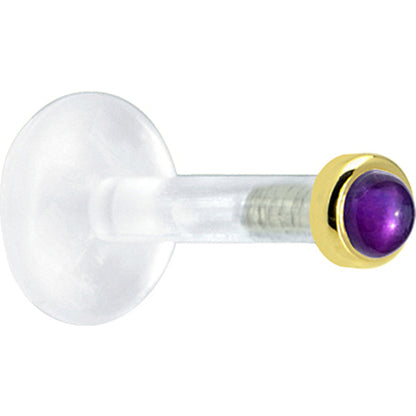 Solid 14K Yellow Gold 2mm Genuine Amethyst Bioplast Push in Monroe