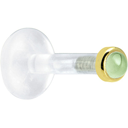 Solid 14K Yellow Gold 2mm Genuine Peridot Bioplast Push in Monroe