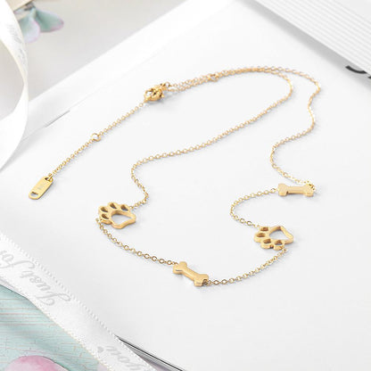 Puppy Paw and Bone Necklace