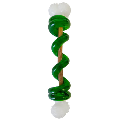 Country Living Bone-a-Treat Dog Chew Toy – Orange Bulged Balls & Green Spiral Ring