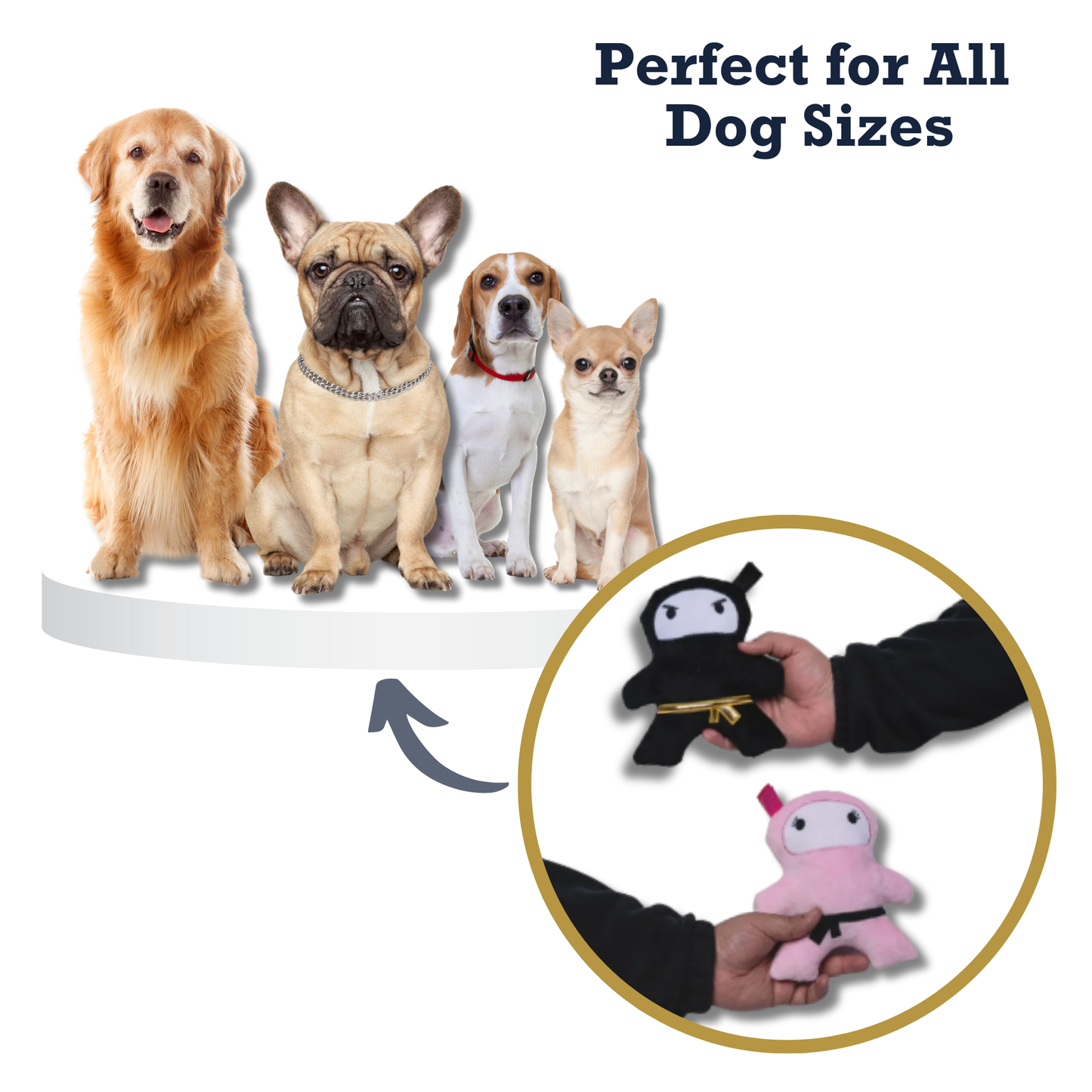 Pink & Black Ninja Love Plush Dog Toy Gift Set – with Squeaker & Crinkle Paper for Fun Play