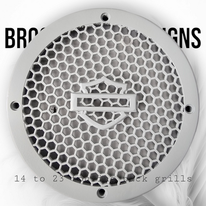 A set of 14-23 Harley Davidson Touring Pack Speaker Grill Cover Guard