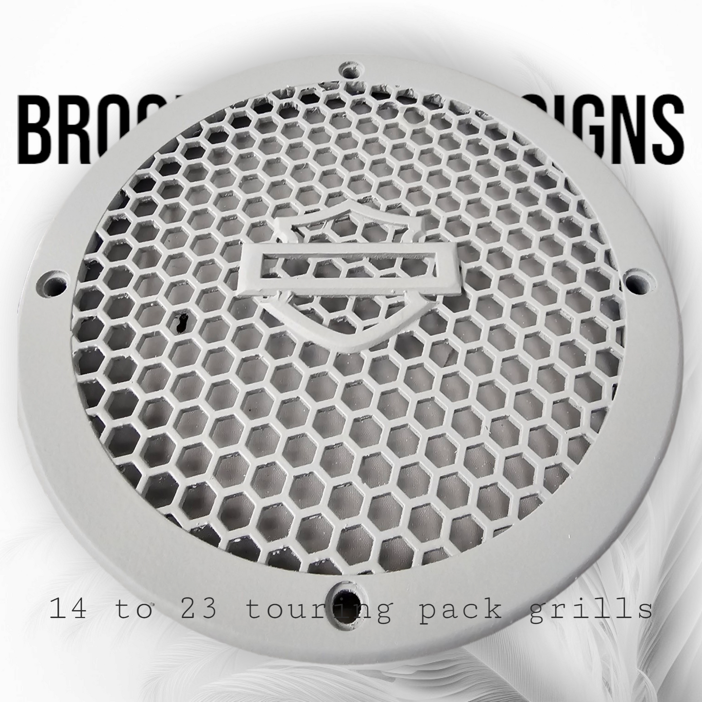 A set of 14-23 Harley Davidson Touring Pack Speaker Grill Cover Guard