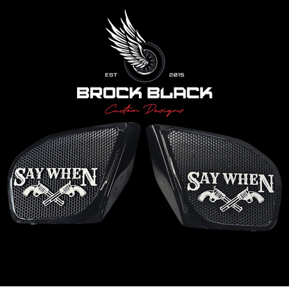 98 to 2024 Road Glide 3D Say When speakers grill covers set