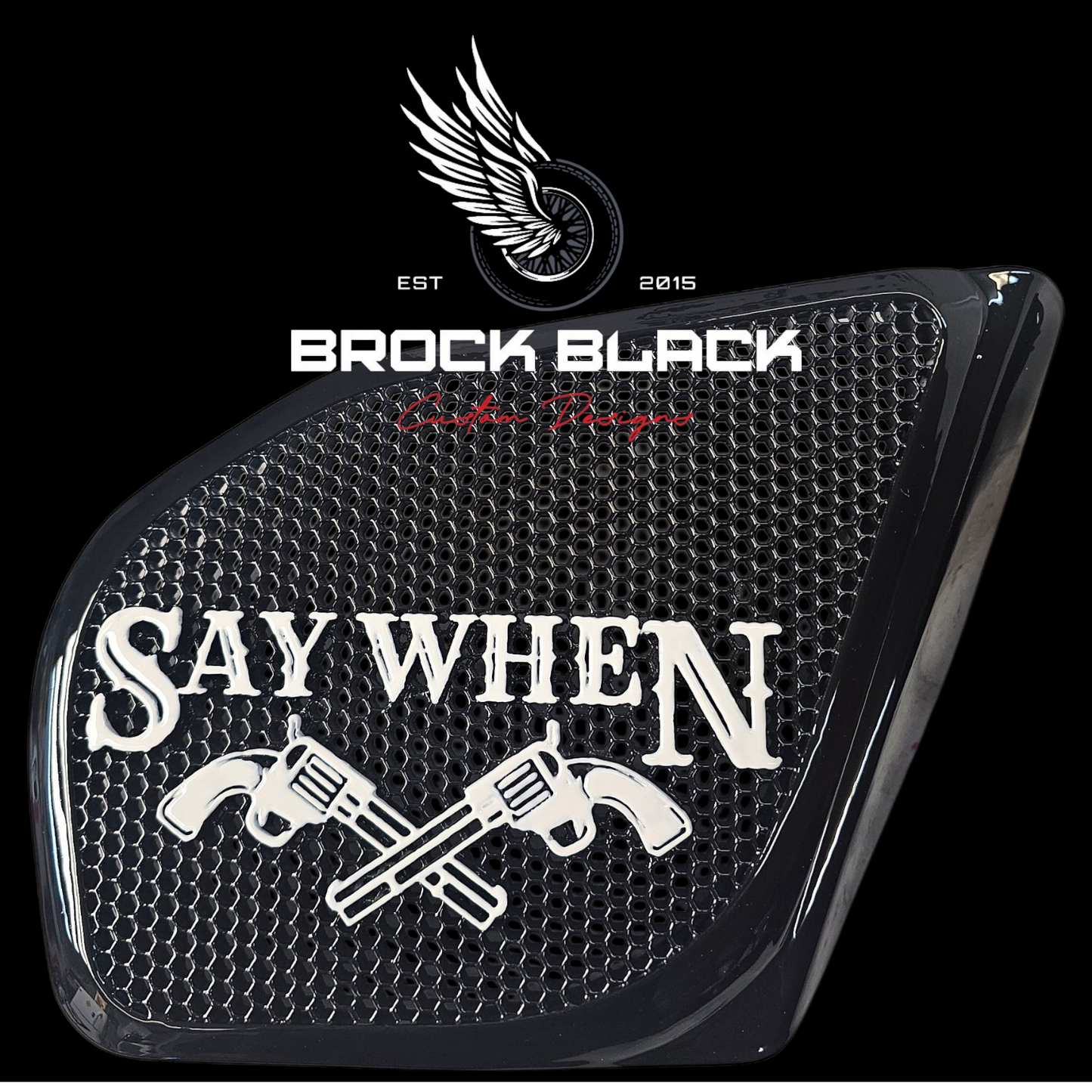 98 to 2024 Road Glide 3D Say When speakers grill covers set