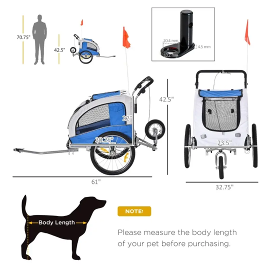 Elite II 2-In-1 Pet Dog Bike Trailer and Stroller