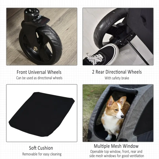 Foldable Pet Stroller with Storage Pocket