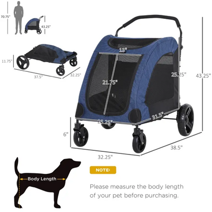 Foldable Pet Stroller with Storage Pocket
