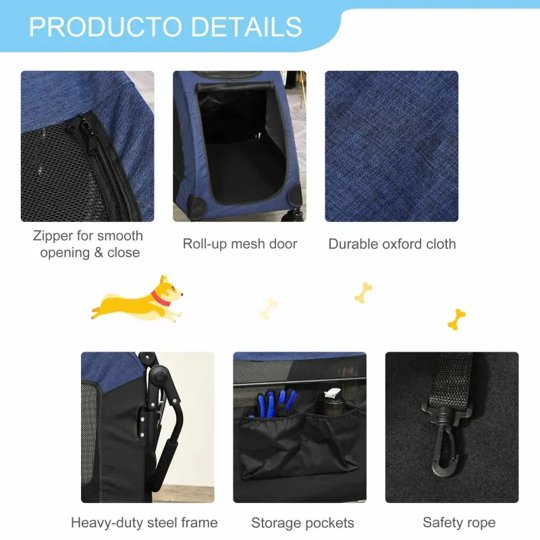 Foldable Pet Stroller with Storage Pocket