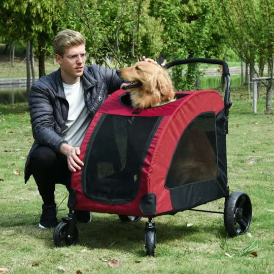 Foldable Pet Stroller with Storage Pocket