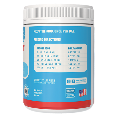 UBAVET Probiotics & Gut + Immune Health Support for Dogs & Cats – 5.3 oz / 150 g Powder