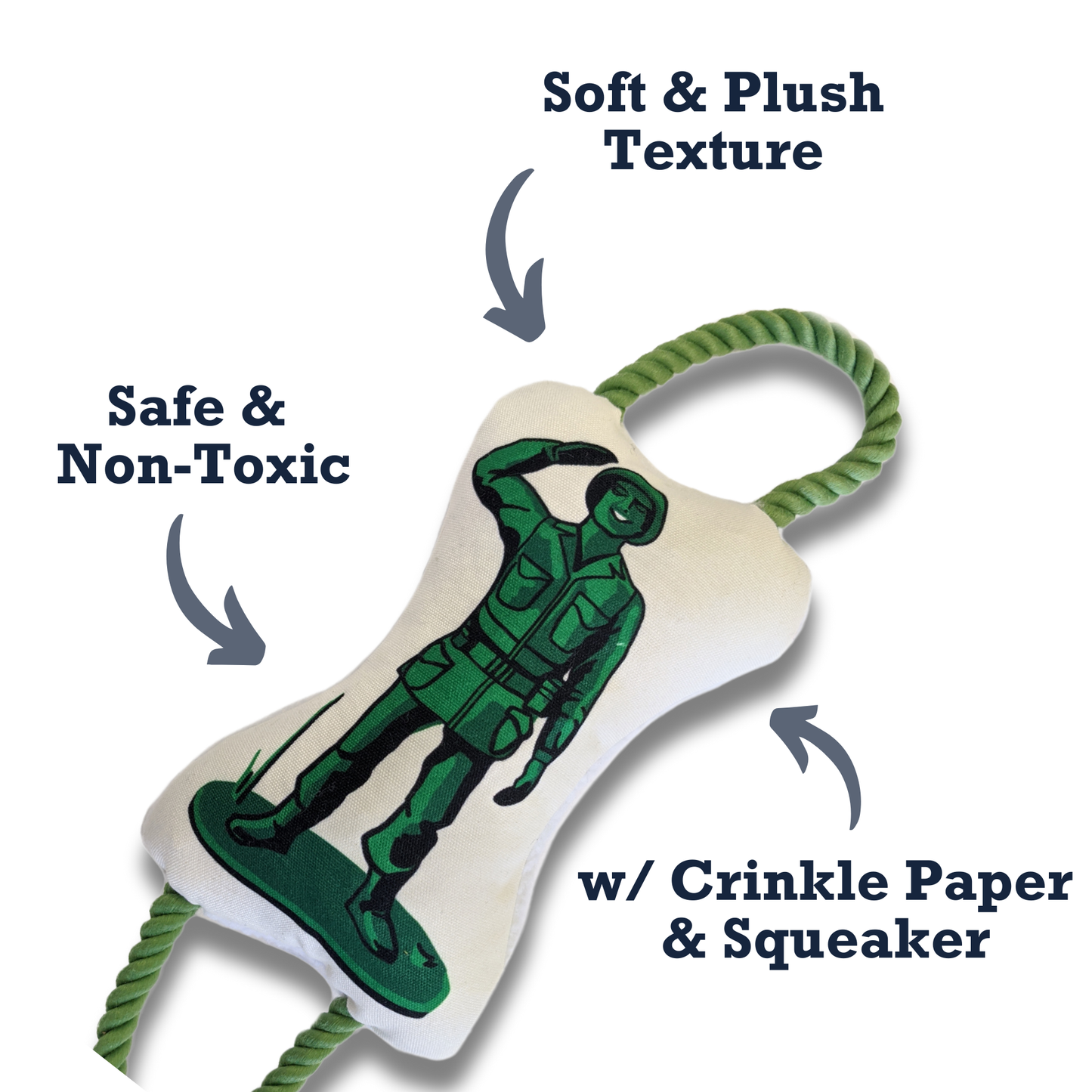 Retro Soldier with Squeaker & Crinkle Paper Plush Dog Toy