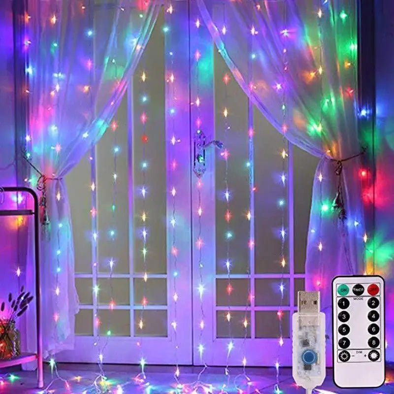 Christmas Home Decoration USB 8 Modes Fairy Garland Lights LED Curtain String Lights with Remote Control for Bedroom Wedding - Jaico Online Shop
