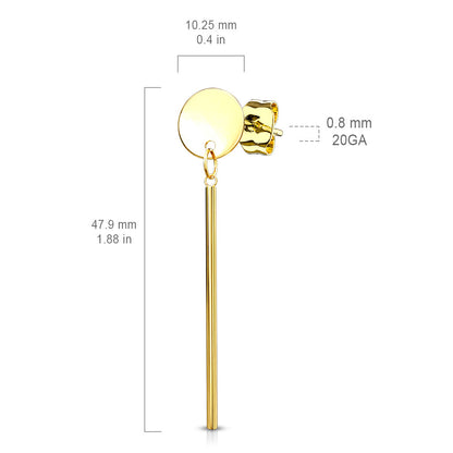 Circular Bar Drop Stainless Steel Dangle Earrings