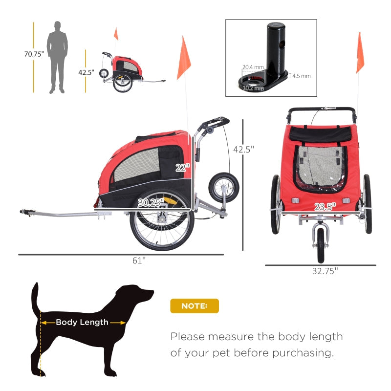 Pet Dog Bicycle Trailer Jogger with Suspension