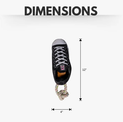 Squeaky Comfort Plush Sneaker Dog Toy – with Treat Compartment, Safe & Durable – Black