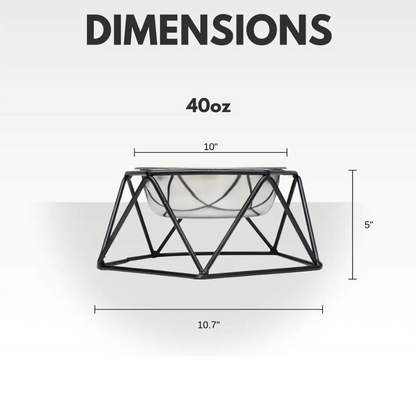 Country Living Elevated Single Dog Bowl Feeder – Geometric Design with Removable Stainless Steel Bowl