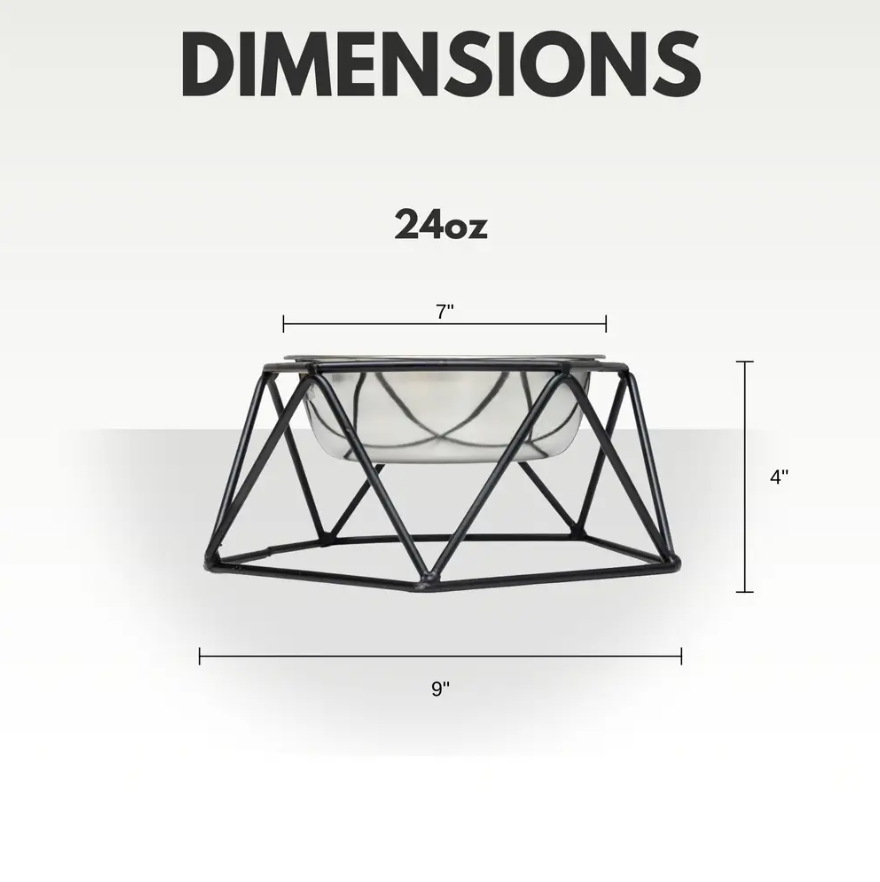 Country Living Elevated Single Dog Bowl Feeder – Geometric Design with Removable Stainless Steel Bowl