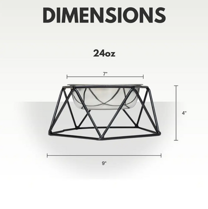 Country Living Elevated Single Dog Bowl Feeder – Geometric Design with Removable Stainless Steel Bowl