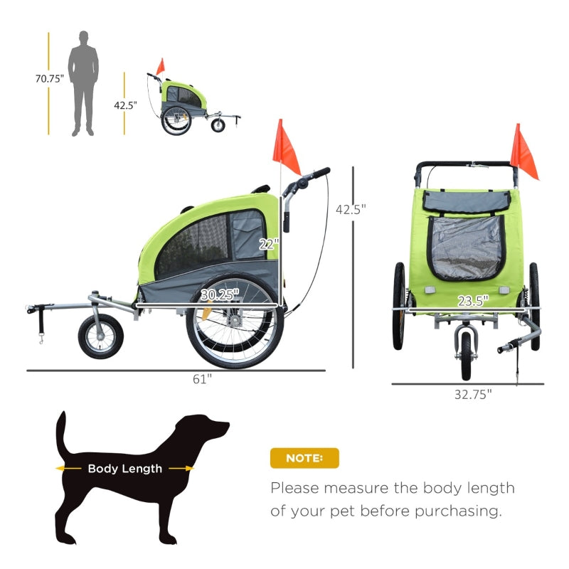 Pet Dog Bicycle Trailer Jogger with Suspension