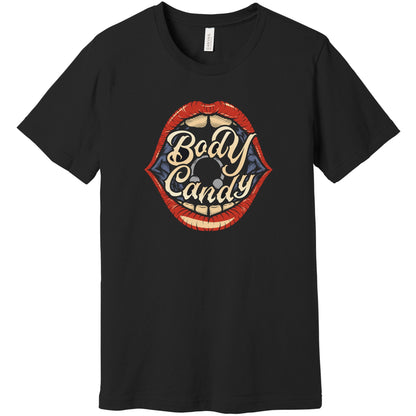 Big Mouth Piercing Body Candy Black Crew Neck Tee Shirt
