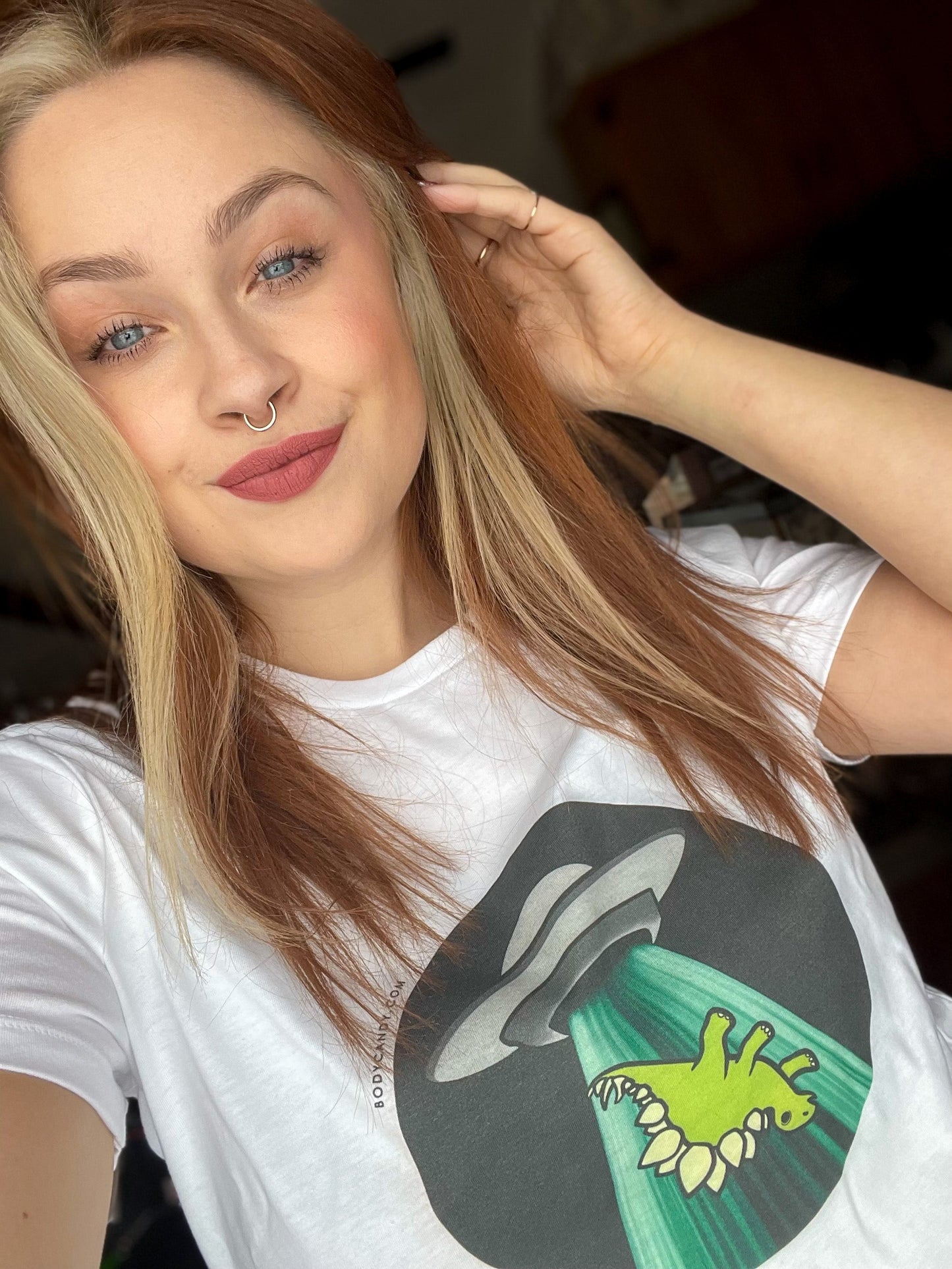 Alien UFO Dinosaur Abduction Tee Shirt