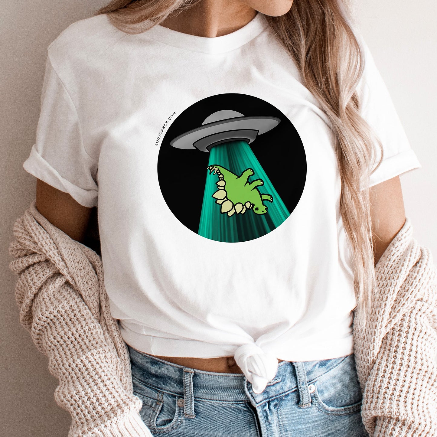 Alien UFO Dinosaur Abduction Tee Shirt