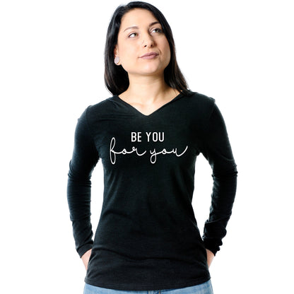 Be You, For You Black Tapered Long Sleeve Hoodie