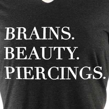 Brains Beauty & Piercings Tapered Long Sleeve Hoodie