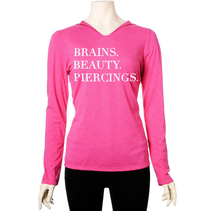 Brains Beauty & Piercings Tapered Long Sleeve Hoodie