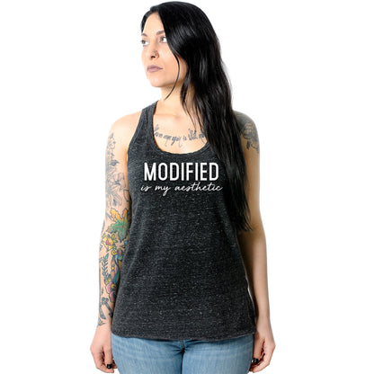 Modified is my Aesthetic Black Gray Cosmic Twist Back Tank Top