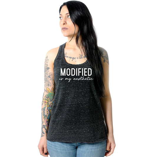 Modified is my Aesthetic Black Gray Cosmic Twist Back Tank Top