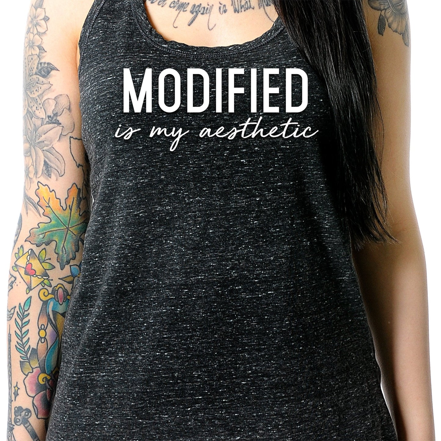 Modified is my Aesthetic Black Gray Cosmic Twist Back Tank Top